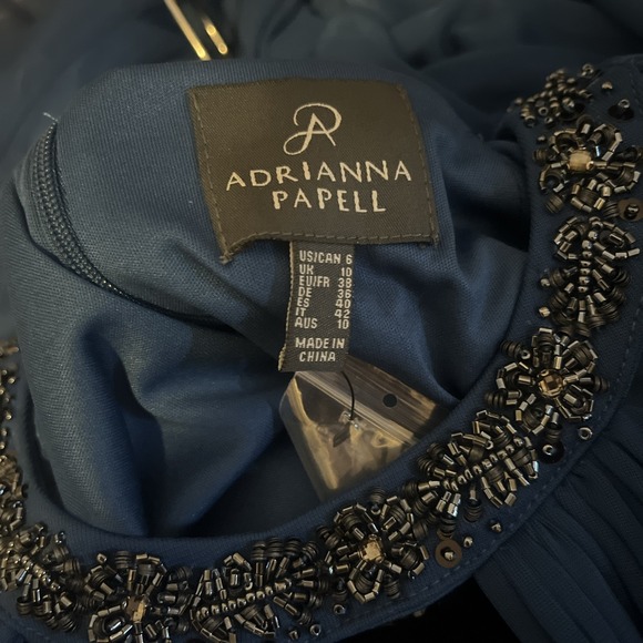 Adrianna Papell NWT Blue Formal Evening Shirred Special Occasion Dress Size 6 - Picture 11 of 11